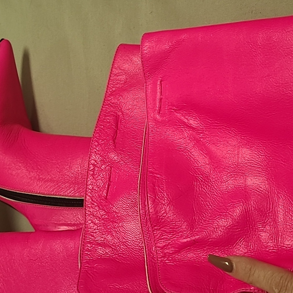 Over The Knee Hot Pink Genuine Leather Stiletto Boots 5-in Heel Read Description - Picture 16 of 17